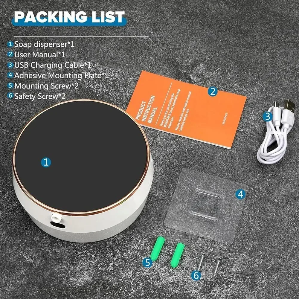Automatic Soap Dispenser Foam Bathroom Wall Mount Rechargeable Touchless White